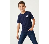 Kurzarmshirt CONVERSE "für Kinder", Jungen, Gr. 122, obsidian, Stoff, Obermaterial: 100% Baumwolle, bedruckt, unifarben, normal, Rundhals, eingesetzt abgesteppt, Shirts, Kurzarm, sportlicher Stil, Run