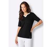 Kurzarmshirt CREATION L PREMIUM "Modal-Shirt", Damen, Gr. 38, schwarz, ecru, 95% Modal, 5% Elasthan, unifarben, Rundhals, Shirts (59123832-38) schwarz, ecru