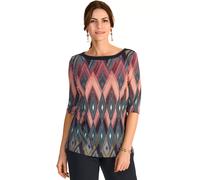 Kurzarmshirt, Damen, Gr. 44, grün (grün, schwarz), Jersey, Obermaterial: 95% Polyester, 5% Elasthan, HERMANN LANGE COLLECTION, bedruckt, taillenbedeckt, U-Boot-Ausschnitt, Shirts Kurzarmshirt, mit gra