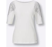 Kurzarmshirt CREATION L PREMIUM "Lyocell-Baumwoll-Shirt", Damen, Gr. 50, beige (ecru), 67% Lyocell, 29% Baumwolle, 4% Elasthan, unifarben, U-Boot-Ausschnitt, Shirts (22311167-50) ecru
