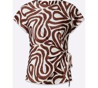 Kurzarmshirt ecru-schoko-bedruckt 50