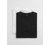 Kurzarmshirt GANT "C-NECK T-SHIRT 2-PACK", Herren, Gr. XXL, schwarz-weiß (schwarz, weiß), Web, Obermaterial: 100% Baumwolle, unifarben, regular fit normal, Rundhals, eingesetzt abgesteppte Kante, Shir