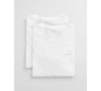 Kurzarmshirt GANT "V-NECK T-SHIRT 2-PACK", Herren, Gr. XXL, weiß, Web, Obermaterial: 100% Baumwolle, regular fit normal, V-Ausschnitt, eingesetzt abgesteppte Kante, Shirts Kurzarmshirt, Mit V-Ausschni