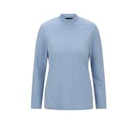 Kurzarmshirt GOLDNER "Baumwollshirt mit Langarm", Damen, Gr. 46, blau (hellblau, melange), Modern, figurumspielend, hoch geschlossener Ausschnitt, Gerade, Shirts, stretchbequemer Baumwolljersey (26949