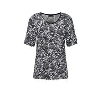Kurzarmshirt GOLDNER "Cityshirt mit Schmetterlings-Motiv", Damen, Gr. 48, schwarz (schwarz, weiß, gemustert), Obermaterial: 95% Viskose CV. 5% Elasthan EL., gerade, Shirts, stretchbequemer Viskosejers