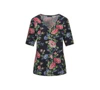 Florales Jersey-Shirt mit Raffungen blau 46