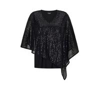Kurzarmshirt GOLDNER "Elegantes, semitransparentes Oberteil", Damen, Gr. 50, schwarz, Obermaterial: 90% Polyamid PA. 10% Elasthan EL., V-Ausschnitt, Shirts, Pailletten (95528025-50) schwarz
