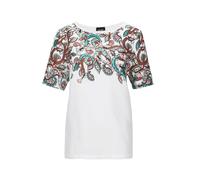 Kurzarmshirt GOLDNER "Elegantes Shirt mit Paisley-Design", Damen, Gr. 52, weiß (weiß, gemustert), Obermaterial: 100% Polyester PES., gerade, Gerade, Shirts, Sonstige (63768260-52) weiß, gemustert