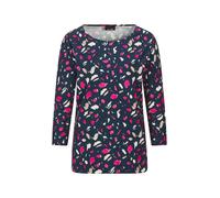 Kurzarmshirt GOLDNER "Florales Jerseyshirt mit Paisley-Muster", Damen, Gr. 40, blau (marine, gemustert), Obermaterial: 95% Baumwolle CO. 5% Elasthan EL., Shirts, U-Boot-Ausschnitt (28934264-40) marine