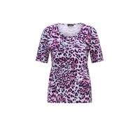Kurzarmshirt GOLDNER "Jersey-Shirt mit Animal Print", Damen, Gr. 44, blau (hellblau, pink, gemustert), Obermaterial: 95% Viskose CV. 5% Elasthan EL., Modisch, Gerade, Shirts, stretchbequemer Viskoseje