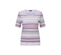 Kurzarmshirt GOLDNER "Jersey-Shirt mit geometrischem All-over-Print", Damen, Gr. 42, lila (flieder, hellblau, gemustert), Obermaterial: 50% Baumwolle CO. 50% Modal CMD., Modisch, Gerade, Shirts, stret