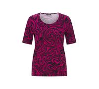 Kurzarmshirt GOLDNER "Jersey-Shirt mit schwungvollem Muster", Damen, Gr. 50, rot (bordeaux, gemustert), Obermaterial: 95% Viskose CV. 5% Elasthan EL., Modisch, Gerade, Shirts, stretchbequemer Viskosej