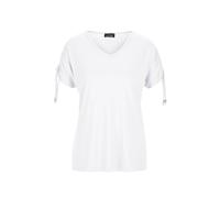 Kurzarmshirt GOLDNER "Kurzarm Viskose-Oberteil", Damen, Gr. 46, weiß, Obermaterial: 95% Viskose CV. 5% Elasthan EL., figurumspielend, V-Ausschnitt, Sonstiges, Shirts, strechbequeme Viskosejersey (6615