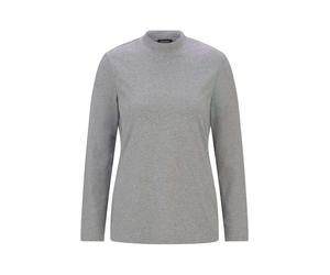 Kurzarmshirt GOLDNER "Kurzgröße Baumwollshirt mit Langarm", Damen, Gr. 19, grau (grau, melange), Obermaterial: 95% Baumwolle CO. 5% Elasthan EL., figurumspielend, Gerade, Shirts, stretchbequemer Baumw