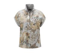 Kurzarmshirt GOLDNER "Kurzgröße Baumwollsweater mit Metallic-Muster", Damen, Gr. 22, grau (graumelange, gemustert), Obermaterial: 50% Baumwolle CO. 50% Polyester PES., gerade, Krempel, Shirts, Metalli