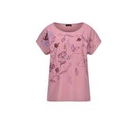 Kurzarmshirt GOLDNER "Kurzgröße Blusenshirt mit Pailletten", Damen, Gr. 20, rosa (rosé), Obermaterial: 95% Viskose CV. 5% Elasthan EL., figurumspielend, U-Boot-Ausschnitt, Shirts, aufwendige Paillette