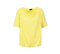 Kurzarmshirt GOLDNER "Kurzgröße Blusenshirt mit Wasserfallausschnitt", Damen, Gr. 22, gelb, Obermaterial: 95% Viskose CV. 5% Elasthan EL., Basic, normal, Gerade, Shirts, Sonstige (11048446-22) gelb