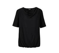 Kurzarmshirt GOLDNER "Kurzgröße Blusenshirt mit Wasserfallausschnitt", Damen, Gr. 22, schwarz, Obermaterial: 95% Viskose CV. 5% Elasthan EL., Basic, normal, Gerade, Shirts, Sonstige (26355754-22) schw