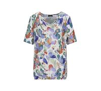 Kurzarmshirt GOLDNER "Kurzgröße Cityshirt mit floralem Print", Damen, Gr. 23, bunt (bunt, gemustert), Obermaterial: 95% Viskose CV. 5% Elasthan EL., gerade, Shirts, stretchbequemer Viskosejersey (5557