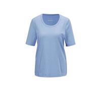 Kurzarmshirt GOLDNER "Kurzgröße Edel-T-Shirt mit Rundhalsausschnitt", Damen, Gr. 19, blau (regattablau), Obermaterial: 93% Baumwolle CO. 7% Elasthan EL., figurumspielend, normales Bündchen, Shirts, be