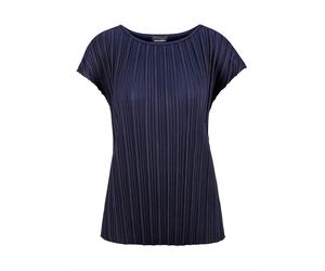 Kurzarmshirt GOLDNER "Kurzgröße Kurzarm-Oberteil mit U-Boot-Ausschnitt", Damen, Gr. 21, blau (marine), Obermaterial: 92% Polyester PES. 8% Elasthan EL., figurumspielend, U-Boot-Ausschnitt, Sonstiges,
