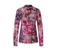 Kurzarmshirt GOLDNER "Kurzgröße Langarm Jersey-Shirt mit Allover-Druck", Damen, Gr. 22, lila (beere, gemustert), Obermaterial: 62% Polyester PES. 33% Viskose CV. 5% Elasthan EL., Shirts, Stehbundkrage