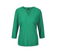 Kurzarmshirt GOLDNER "Kurzgröße Modisches 3/4-Arm-Oberteil", Damen, Gr. 19, grün, Obermaterial: 80% Polyester PES. 20% Viskose CV., Basic, normal, V-Ausschnitt, Tubular, Shirts, Formblende (26356412-1