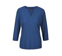 Kurzarmshirt GOLDNER "Kurzgröße Modisches 3/4-Arm-Oberteil", Damen, Gr. 25, blau (royalblau), Obermaterial: 80% Polyester PES. 20% Viskose CV., Basic, normal, Tubular, Shirts, Formblende (43299941-25)