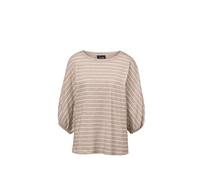 Kurzarmshirt GOLDNER "Kurzgröße Shirt aus Effektgarn", Damen, Gr. 22, weiß (sand, weiß, geringelt), Obermaterial: 100% Baumwolle CO., Gummizug, Shirts, Fledermausärmel (16726646-22) sand, weiß, gering