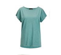 Kurzarmshirt GOLDNER "Kurzgröße Shirt", Damen, Gr. 21, grün (graugrün), Obermaterial: 95% Baumwolle CO. 5% Elasthan EL., Basic, gerade, U-Boot-Ausschnitt, Gerade, Shirts, verläöngertes Rückenteil (644