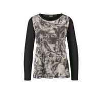 Kurzarmshirt GOLDNER "Kurzgröße Shirt", Damen, Gr. 22, schwarz (schwarz, gemustert), Obermaterial: 92% Viskose CV. 8% Elasthan EL., U-Boot-Ausschnitt, Sonstiges, Shirts, Pailletten (94359757-22) schwa