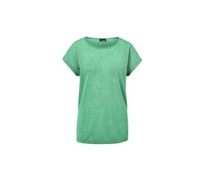 Kurzarmshirt GOLDNER "Kurzgröße Shirt in Leinenoptik", Damen, Gr. 20, grün (jadegrün), Obermaterial: 80% Polyester PES. 20% Viskose CV., figurumspielend, U-Boot-Ausschnitt, Sonstiges, Shirts, U-Boot-A