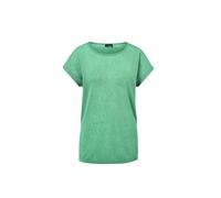 Kurzarmshirt GOLDNER "Kurzgröße Shirt in Leinenoptik", Damen, Gr. 23, grün (jadegrün), Obermaterial: 80% Polyester PES. 20% Viskose CV., figurumspielend, Sonstiges, Shirts, U-Boot-Ausschnitt (53737002