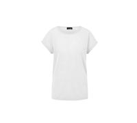 Kurzarmshirt GOLDNER "Kurzgröße Shirt in Leinenoptik", Damen, Gr. 23, weiß, Obermaterial: 80% Polyester PES. 20% Viskose CV., figurumspielend, Sonstiges, Shirts, U-Boot-Ausschnitt (96789463-23) weiß