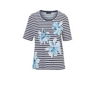 Kurzarmshirt GOLDNER "Kurzgröße Shirt in maritimem Look", Damen, Gr. 20, blau (marine, gemustert), Obermaterial: 95% Baumwolle CO. 5% Elasthan EL., Sonstiges, Shirts, keine/nicht relevant (10950807-20