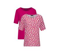 Kurzarmshirt GOLDNER "Kurzgröße Stilvolles Shirt-Duo mit Muster-Mix", Damen, Gr. 23, pink (pink, pink, gemustert), Obermaterial: 95% Viskose CV. 5% Elasthan EL., gerade, Shirts, stretchbequemer Viskos