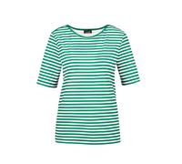 Kurzarmshirt GOLDNER "Kurzgröße Stilvolles Streifenshirt für Damen", Damen, Gr. 23, grün (grün, weiß, geringelt), Obermaterial: 92% Viskose CV. 8% Elasthan EL., gerade, U-Boot-Ausschnitt, Gerade, Shir