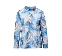 Kurzarmshirt GOLDNER "Kurzgröße Sweatshirt", Damen, Gr. 25, blau (blau, gemustert), Obermaterial: 70% Viskose CV. 25% Polyester PES. 5% Elasthan EL., Gerade, Shirts, Ottomanoptik (33836233-25) blau, g