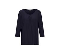 Kurzarmshirt GOLDNER "Kurzgröße Viskose-Oberteil mit Halbarm", Damen, Gr. 20, blau (marine), Obermaterial: 95% Viskose CV. 5% Elasthan EL., Modisch, Shirts, Falten (22183512-20) marine