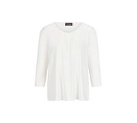 Kurzarmshirt GOLDNER "Kurzgröße Viskose-Oberteil mit Halbarm", Damen, Gr. 23, beige (cremeweiß), Obermaterial: 95% Viskose CV. 5% Elasthan EL., Modisch, Shirts, Falten (21814234-23) cremeweiß