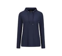 Kurzarmshirt GOLDNER "Langarm Viskose-Pullover, Stehbund", Damen, Gr. 42, blau (marine), Obermaterial: 70% Viskose CV. 25% Polyester PES. 5% Elasthan EL., Modisch, Sonstiges, Shirts, Sportive Kordel (