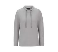 Kurzarmshirt GOLDNER "Langarm Viskose-Pullover, Stehbund", Damen, Gr. 46, grau, Obermaterial: 70% Viskose CV. 25% Polyester PES. 5% Elasthan EL., Modisch, Sonstiges, Shirts, Sportive Kordel (83516336-