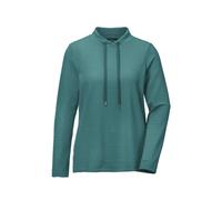 Kurzarmshirt GOLDNER "Langarm Viskose-Pullover, Stehbund", Damen, Gr. 46, grün, Obermaterial: 70% Viskose CV. 25% Polyester PES. 5% Elasthan EL., Modisch, Sonstiges, Shirts, Sportive Kordel (37248246-