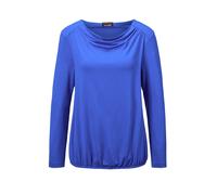 Kurzarmshirt GOLDNER "Langarmshirt mit Wasserfallausschnitt", Damen, Gr. 42, blau (royalblau), Obermaterial: 95% Polyester PES. 5% Elasthan EL., figurumspielend, normales Bündchen, Shirts, Mit schmale