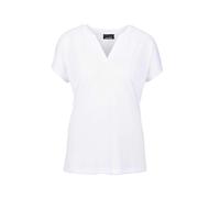 Kurzarmshirt GOLDNER "Luftiges Basicshirt mit V-Ausschnitt", Damen, Gr. 42, weiß, Obermaterial: 80% Polyester PES. 20% Viskose CV., Basic, V-Ausschnitt, Gerade, Shirts, Flammen-Optik (55298148-42) wei