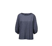 Kurzarmshirt GOLDNER "Shirt aus Effektgarn", Damen, Gr. 46, blau (marine, weiß, geringelt), Obermaterial: 100% Baumwolle CO., Gummizug, Shirts, Fledermausärmel (82168210-46) marine, weiß, geringelt