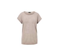 Kurzarmshirt GOLDNER "Shirt in Leinenoptik", Damen, Gr. 42, grau (kiesel), Obermaterial: 80% Polyester PES. 20% Viskose CV., figurumspielend, U-Boot-Ausschnitt, Sonstiges, Shirts, U-Boot-Ausschnitt (2
