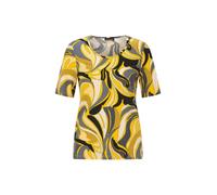 Kurzarmshirt GOLDNER "Shirt mit hübschem Ornament-Muster", Damen, Gr. 38, gelb (gelb, grau, schwarz, gemustert), Obermaterial: 95% Viskose CV. 5% Elasthan EL., Modisch, Gerade, Shirts, stretchbequemer
