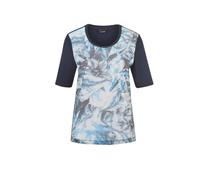 Kurzarmshirt GOLDNER "Shirt mit Pailletten", Damen, Gr. 38, blau (marine, gemustert), Obermaterial: 92% Viskose CV. 8% Elasthan EL., Sonstiges, Shirts, Pailletten (97328651-38) marine, gemustert