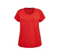 Kurzarmshirt GOLDNER "Shirt mit Rundhalsausschnitt", Damen, Gr. 46/48, rot, Obermaterial: 100% Baumwolle CO., Gerade, Shirts, Tiefer Rundhalsausschnitt (93874236-46) rot